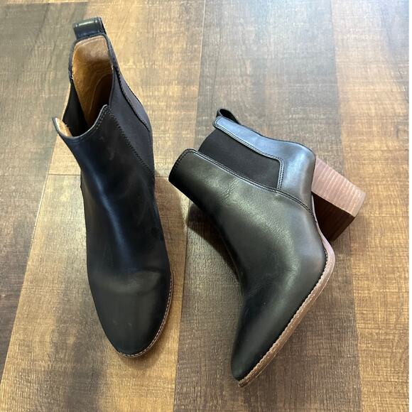 Madewell The Regan Black Leather Ankle Boots Size 8 - Picture 1 of 11